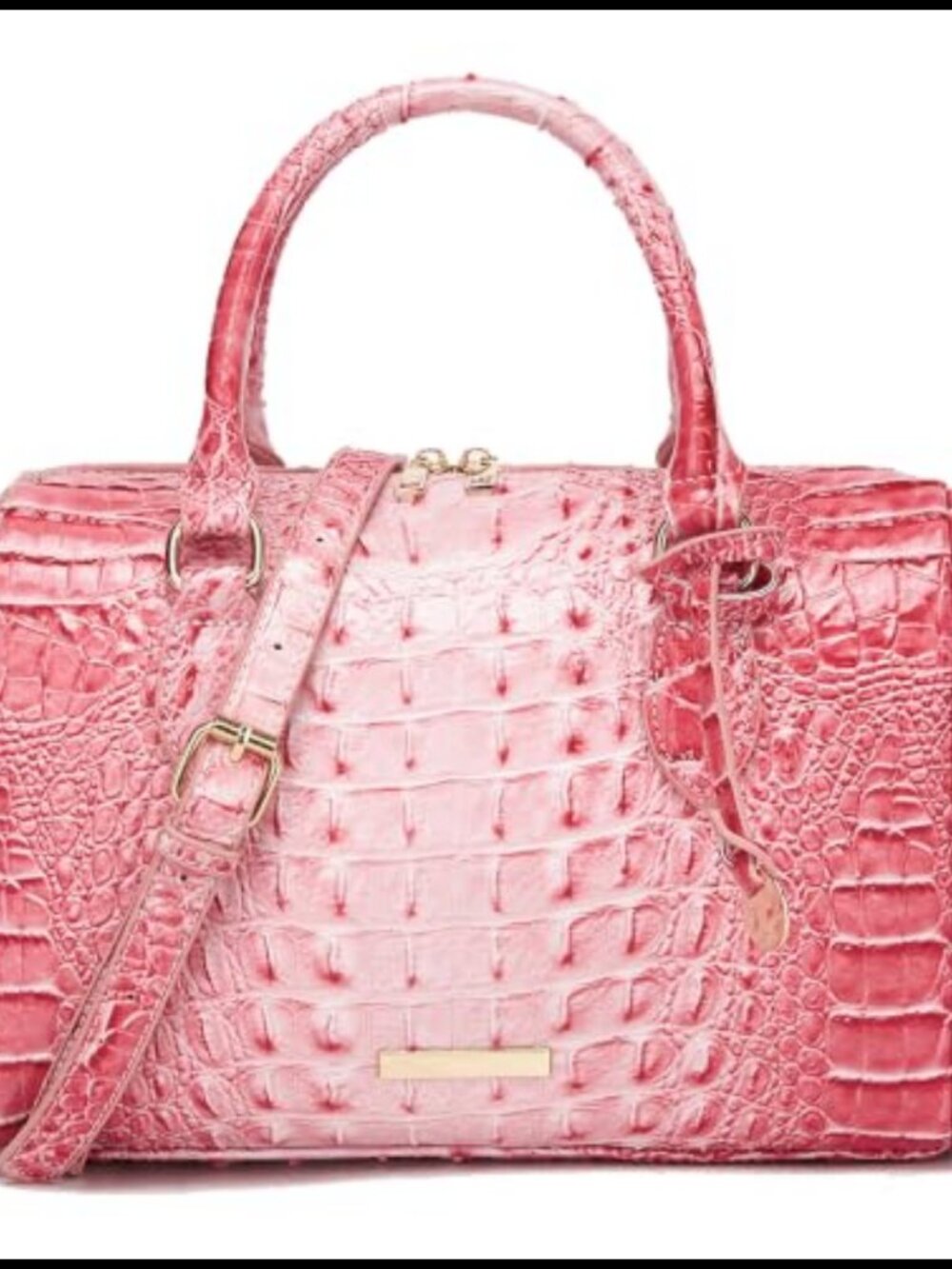 Vegan Leather Crocodile Embossed Satchel Tote Top Handle Shoulder Bag